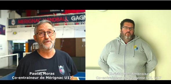 Reportage - U17 France - J4 - Pascal Moras (Mérignac HB) : &quot;On a atteint notre objectif&quot; ; Christopher Ambroise (Lège CF-Saint-Médard-Lacanau) : &quot;On a très mal débuté&quot;
