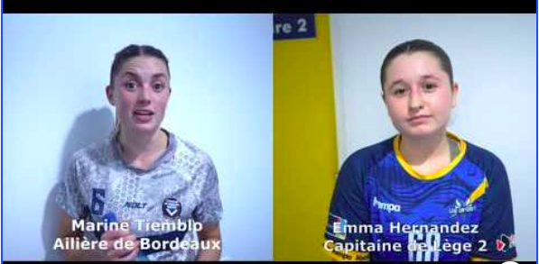 Reportage - Nationale 3 Territoriale - Poule A - J15 - Marine Tiemblo (Girondines de Bordeaux Bastide HC) : "On défend fort" ; Emma Hernandez (Lège Cap-Ferret HB) : "On a eu un trou d'air"