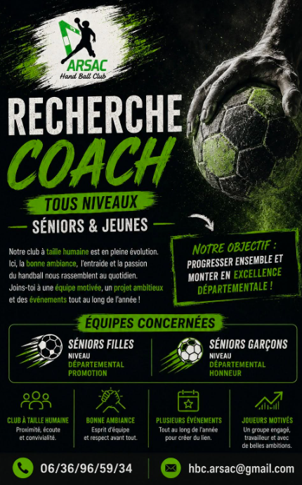 Le HBC Arsac recrute