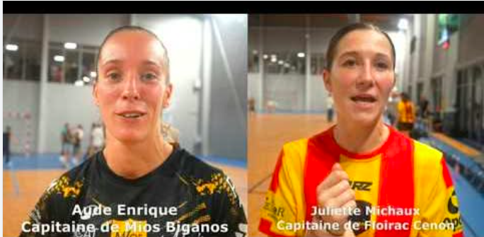 Reportage - Nationale 1 - J2 - Aude Enrique (US Mios Biganos HB) : "On s'entraide beaucoup" ; Juliette Michaux (CM Floirac Cenon HB) : "Peu de rotations"