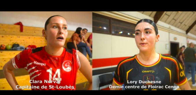 Reportage - Nationale 1 - J4 - Clara Norval (Saint Loubès HB) : "On a été agressives" ; Lory Duschesne (CM Floirac Cenon HB) : "On manque d'agressivité"