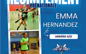 Recrutement - Prénationale -  Emma Hernandez arrive à Lège 