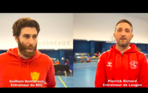 Reportage - Pré-régionale - Match en retard J6 - Guilhem Benharoun (BEC HB) :  Un match appliqué  ; Pierrick Richard (Stade Langonnais HB) :  On a perdu beaucoup de duels 