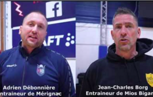 Reportage - Nationale 1 - J15 - Adrien Débonnière (Mérignac GH) : "Content de la 2ème mi-temps" ; Jean Charles Borg (US Mios Biganos) : "Une bonne 1ère mi-temps"