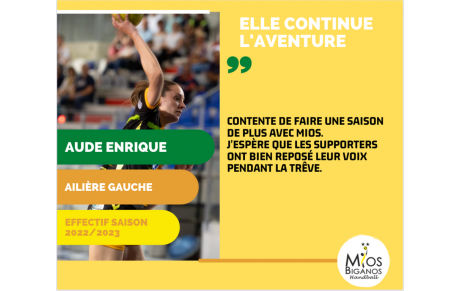 Transfert : un an de plus pour Aude Enrique à Mios (N1)