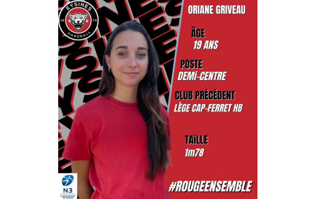 Transfert : Oriane Griveau passe de Lège (N2) à Eysines (N3T)