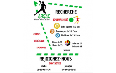 Le HBC Arsacais recrute 