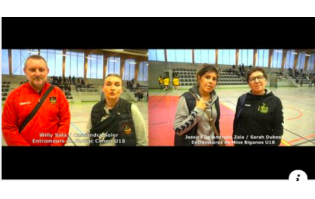 Reportage - U18 Elite Région - J6 - Willy Sala (CM Floirac Cenon) : "Les trois premières places" ; JessicaDe Andrade Ziai (US Mios Biganos) : "L'équipe se reconstruit"