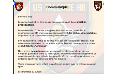 Gironde - De jeunes arbitres menacé(e)s 