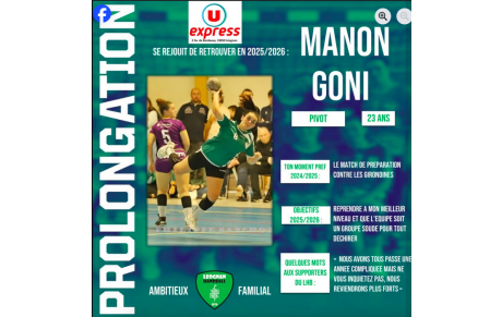 Excellence régionale - Manon Goni prolonge à Léognan 