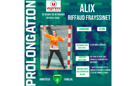 Excellence régionale - Alix Riffaud Frayssinet reste à Léognan 