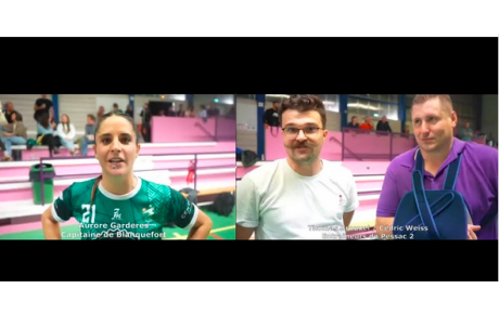 Reportage - Nationale 2 - Poule 1 - J3 - Aurore Gardères (ES Blanquefortaise HBC) : &quot;une dure bataille&quot; ; Thomas Brouxel (Stade Pessacais UC HB) : &quot;On a combattu avec nos armes&quot;