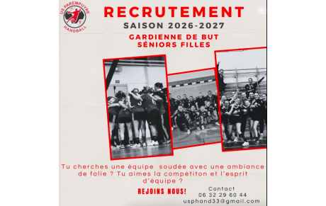 Promotion départementale - Parempuyre recherche une gardienne
