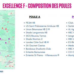 Excellence régionale - Saison 2026/2027 - 4 équipes de Gironde au sud, les 5 autres à l'est
