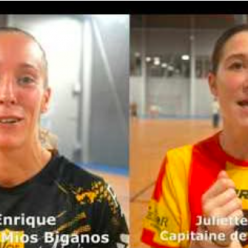 Reportage - Nationale 1 - J2 - Aude Enrique (US Mios Biganos HB) : "On s'entraide beaucoup" ; Juliette Michaux (CM Floirac Cenon HB) : "Peu de rotations"